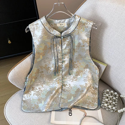 Thin Streetwear Casual Vintage Quality Chinese Ethnic Style Jacket Vests for Women Clothing Coats Fashion Clothes Embroidery