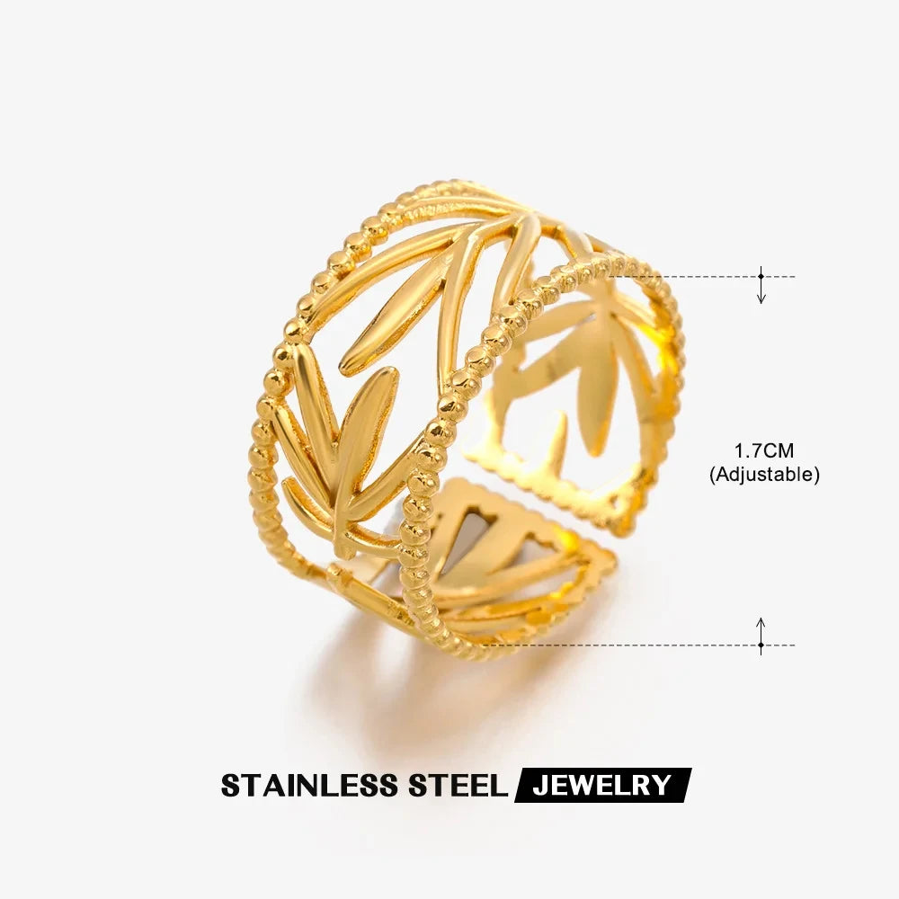 316L Stainless Steel Shell Rings for Women Adjustable Gold Color Little Star Open Rings Female Jewelry Weddings Gifts New Trendy