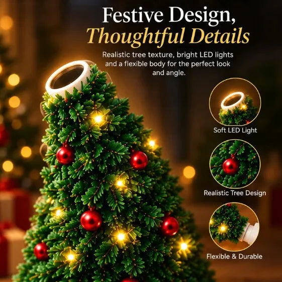 Christmas Projector Light, USB Powered Christmas Night Light with 6+ Holiday Patterns, Flexible Tree Lamp for Bedroom, Ceiling