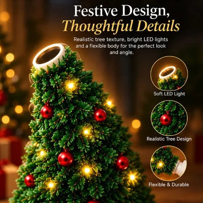 Christmas Projector Light, USB Powered Christmas Night Light with 6+ Holiday Patterns, Flexible Tree Lamp for Bedroom, Ceiling