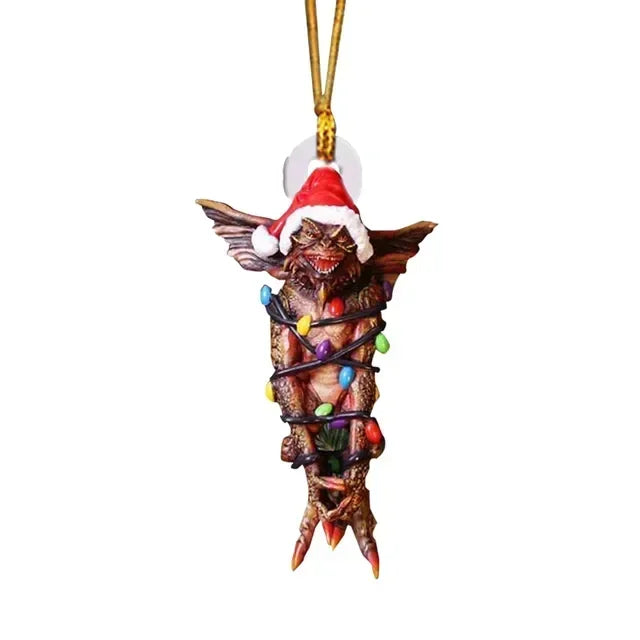 New 2D Christmas Gremlins Ornament Fairy Light Santa Hat Gizmo Figurine Hanging Pendant Decor Christmas Tree Party Acesssories