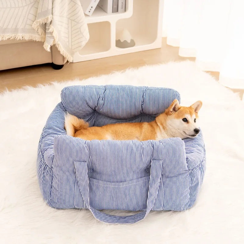 Car Dog Bed Safety Seat, Portable Pet Carrier with Seatbelt, Soft Cushion for Small Medium Dogs, Non-Slip Car Travel Accessories