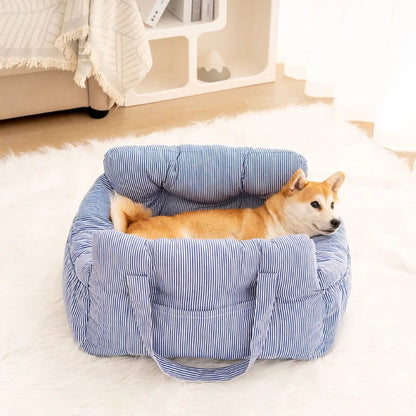 Car Dog Bed Safety Seat, Portable Pet Carrier with Seatbelt, Soft Cushion for Small Medium Dogs, Non-Slip Car Travel Accessories