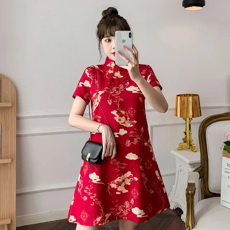 Chinese Traditional Dress Qipao for Women Fashion Vintage Lace Cheongsam Vestidos Autumn Sexy Elegant Party Wedding Clothing