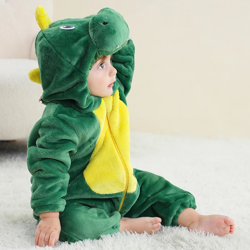 MICHLEY Carniva Baby Rompers Winter Clothes Flannel Hooded Bodysuits Pajamas Animals Overall Jumpsuit For Girls Boys Kids