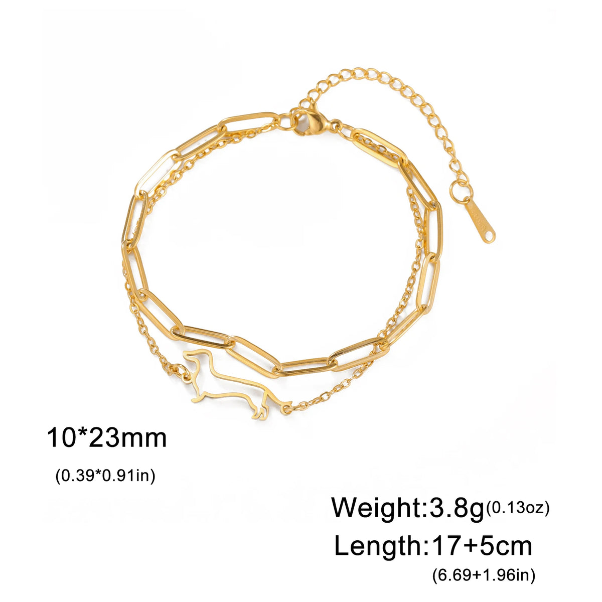 Cute Dachshund Dog Stainless Steel Bracelet for Women's Valentine's Day Commemorative Day Jewelry and Gift Wholesale