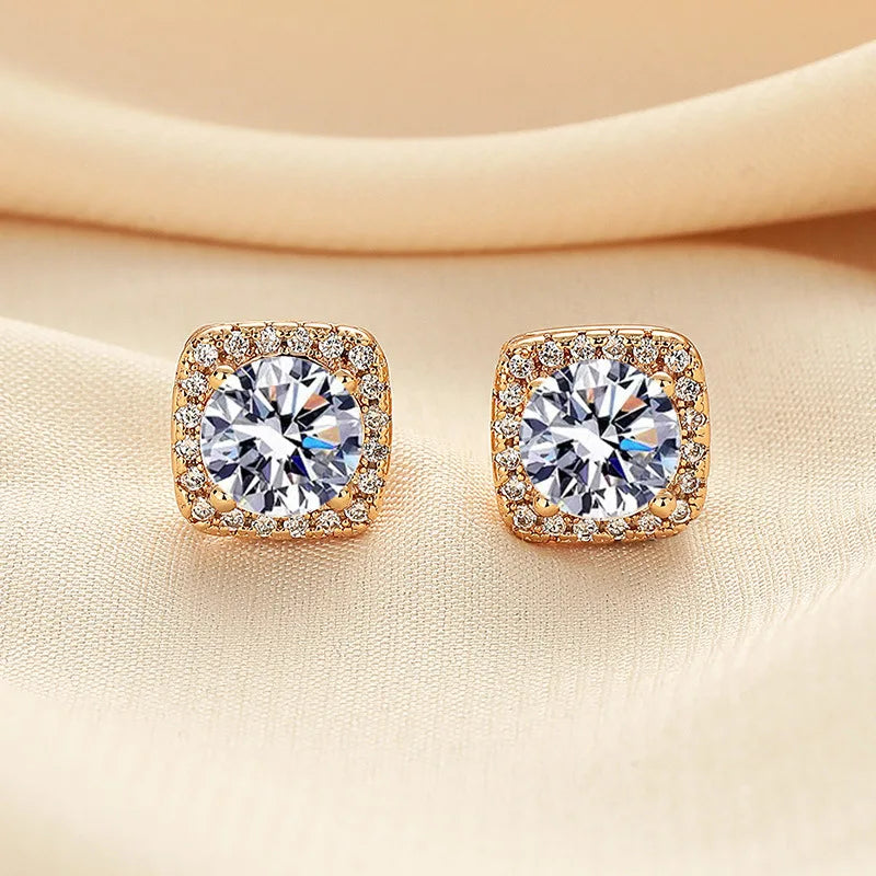 Moissanite Earrings for Women Pass Diamond Test Pen 100%  With Certificate Ear Studs 925 Sterling Silver Fine Jewelry