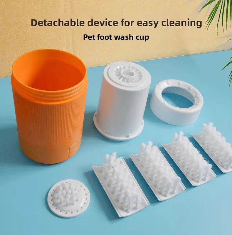 Pet Foot Washing Cup for Cat Dog Clean Grooming Artifact with Soft Silicone Brush Portable Semi Automatic Dogs Cleaning Supplies
