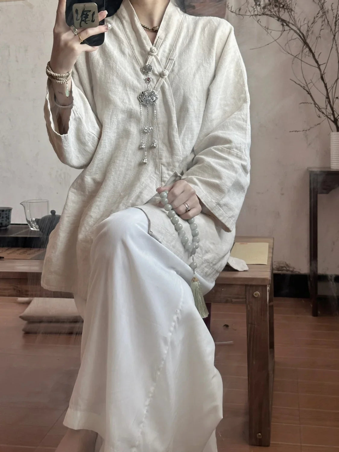 Chinese Style Diagonal Closure Zen Womens Tops Fashion Cotton Linen Asymmetrical Placket Blouse Women Loose Fit Clothes