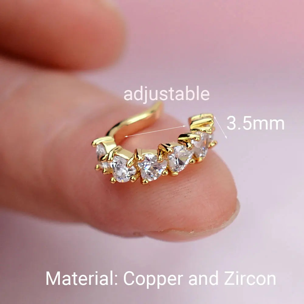 1Pc Fashion Geometry Crystal CZ  Leaf Clip Earring For Women Without Piercing Punk Vintage Star Ear Cuff Wrap Adjustable Jewelry