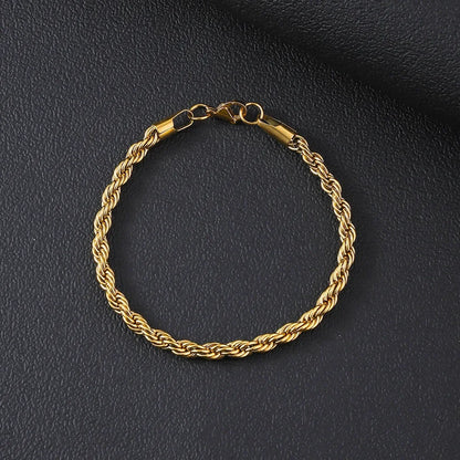 Stainless Steel Bracelet For Women Men 2/3/4/5/6MM Gold Color Twisted Rope Chain Bangle Fashion Never Fade Jewelry Accessories