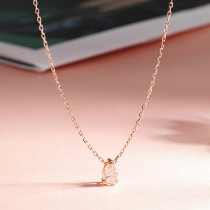 Smyoue Certified 1CT 2CT Pear Cut D VVS1 Moissanite Necklace for Women 18k Gold Plated Jewelry 100%  Sterling Silver 925 Pendant