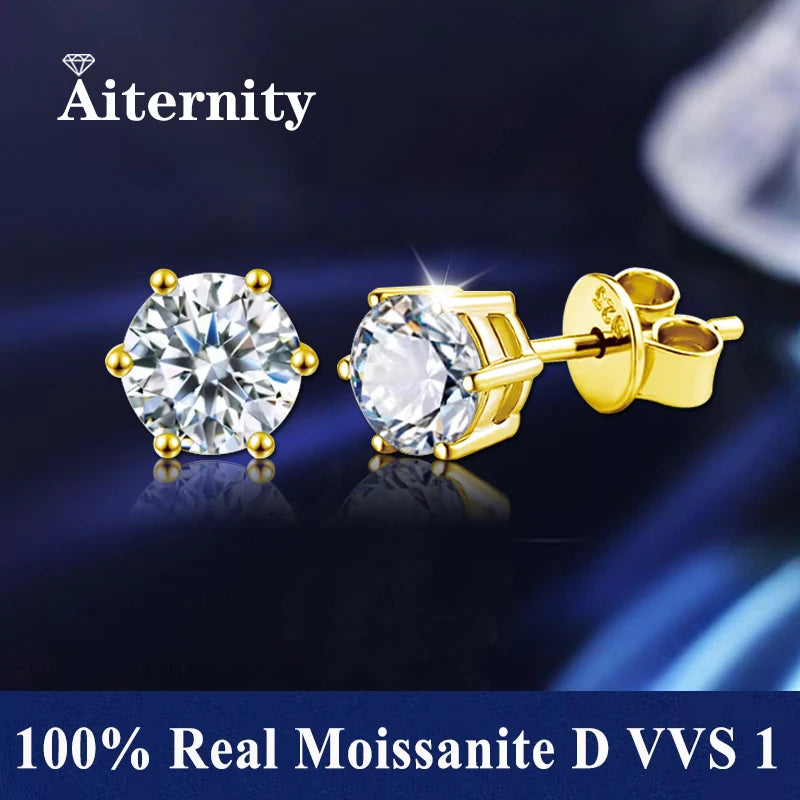 Moissanite Earrings for Women Pass Diamond Test Pen 100%  With Certificate Ear Studs 925 Sterling Silver Fine Jewelry