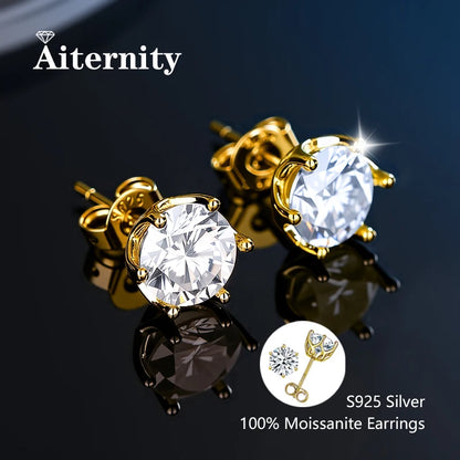 Moissanite Earrings for Women Pass Diamond Test Pen 100%  With Certificate Ear Studs 925 Sterling Silver Fine Jewelry
