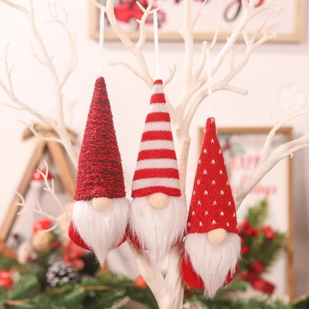 3pcs Christmas Hanging Decorations, Swedish Handmade Plush Santa Elves, Holiday Tree Ornaments, Home Christmas Decor