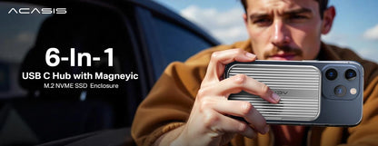 Acasis Magnetic M.2 NVMe SSD Enclosure 10Gbps USB C Docking Station with Cooling Fan HDMI 4K60HZ SD/TF PD 100W for iPhone 17 16