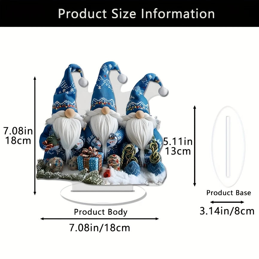 Acrylic Special Festive Christmas Gnomes Acrylic Tabletop Decor - 3 Gnomes, 7.08In/18Cm, Suitable for Bedroom, Kitchen, Office,