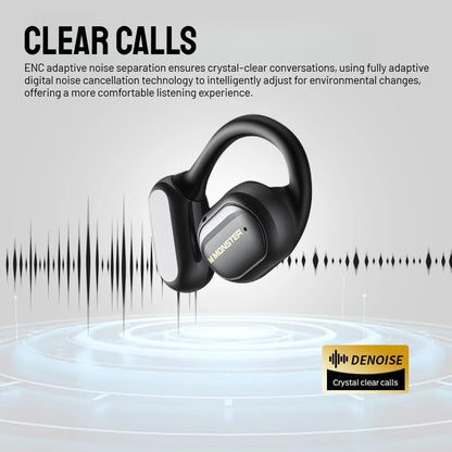 Monster Touch Pro100 OWS Ear Hook Headphones Smart Touch Screen Bluetooth 5.4 Earbuds Open Ear Wireless Earphone Support TF Card