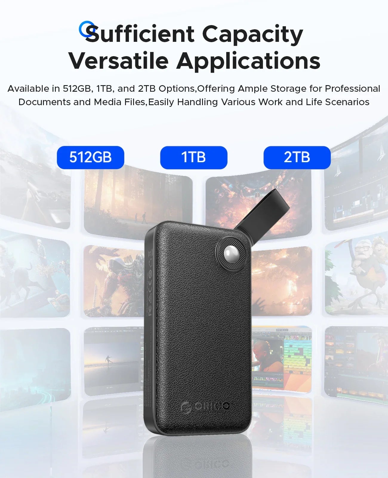 ORICO 2TB Portable SSD, Up to 2000MB/s, USB 3.2 Gen 2x2, Ultra-Mini, Compact with 2 in 1 USB C Cable, External Solid State Drive