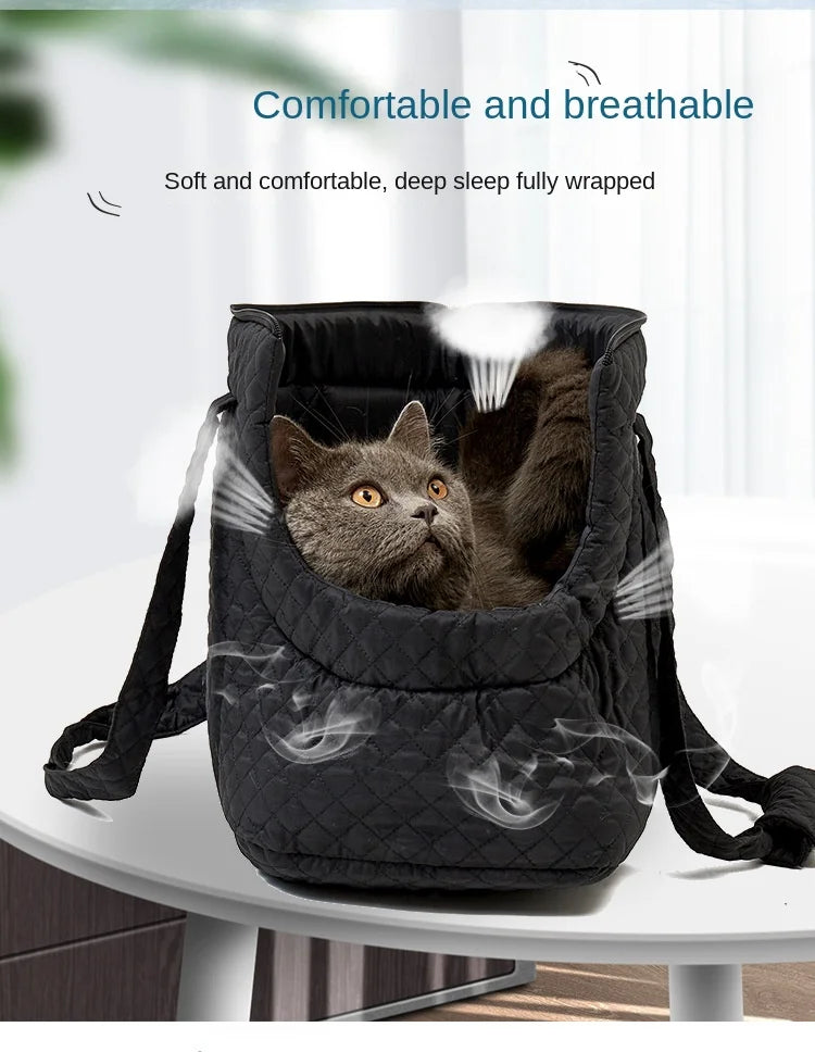 Pet Handbag Autumn and Winter Ultra-Light Quilted Cotton Pet Carrying Bag Single Shoulder Cat Outing Bag