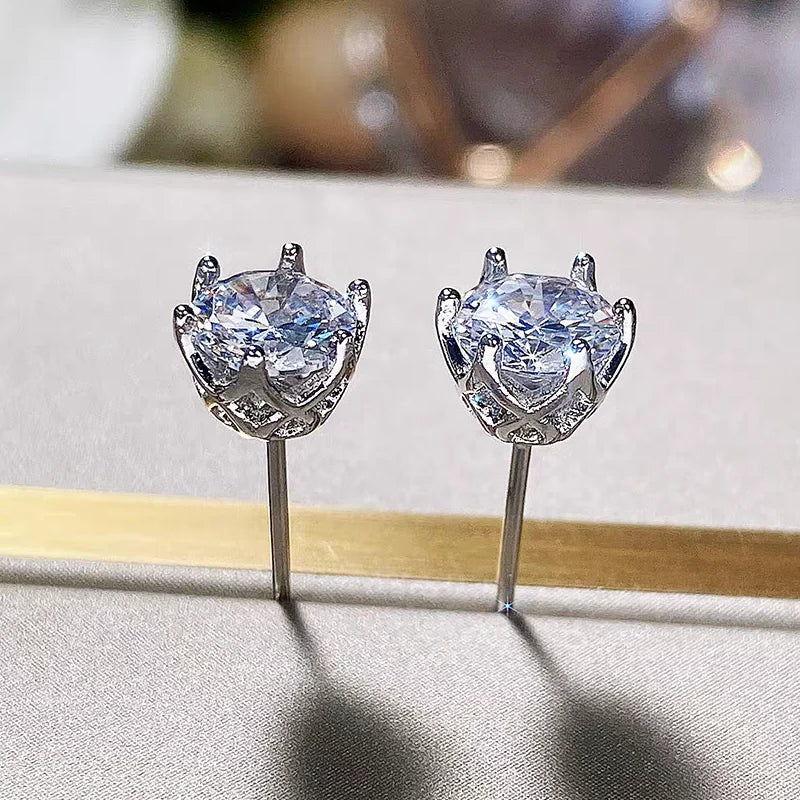 Moissanite Earrings for Women Pass Diamond Test Pen 100%  With Certificate Ear Studs 925 Sterling Silver Fine Jewelry
