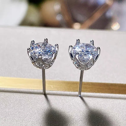Moissanite Earrings for Women Pass Diamond Test Pen 100%  With Certificate Ear Studs 925 Sterling Silver Fine Jewelry
