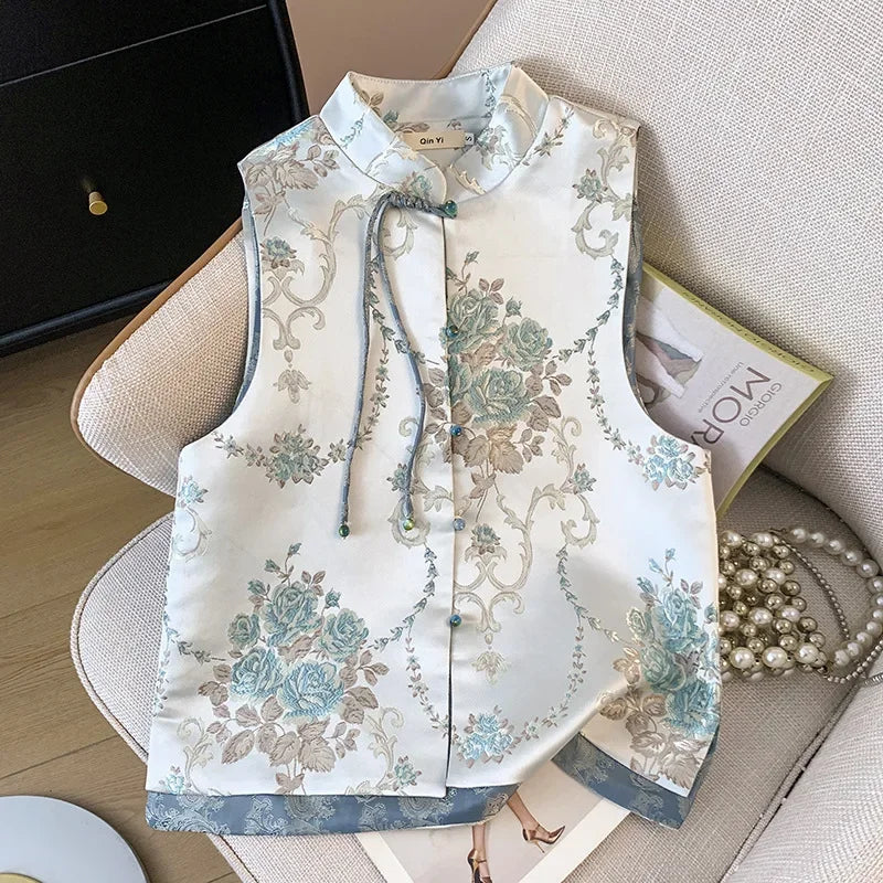 Thin Streetwear Casual Vintage Quality Chinese Ethnic Style Jacket Vests for Women Clothing Coats Fashion Clothes Embroidery