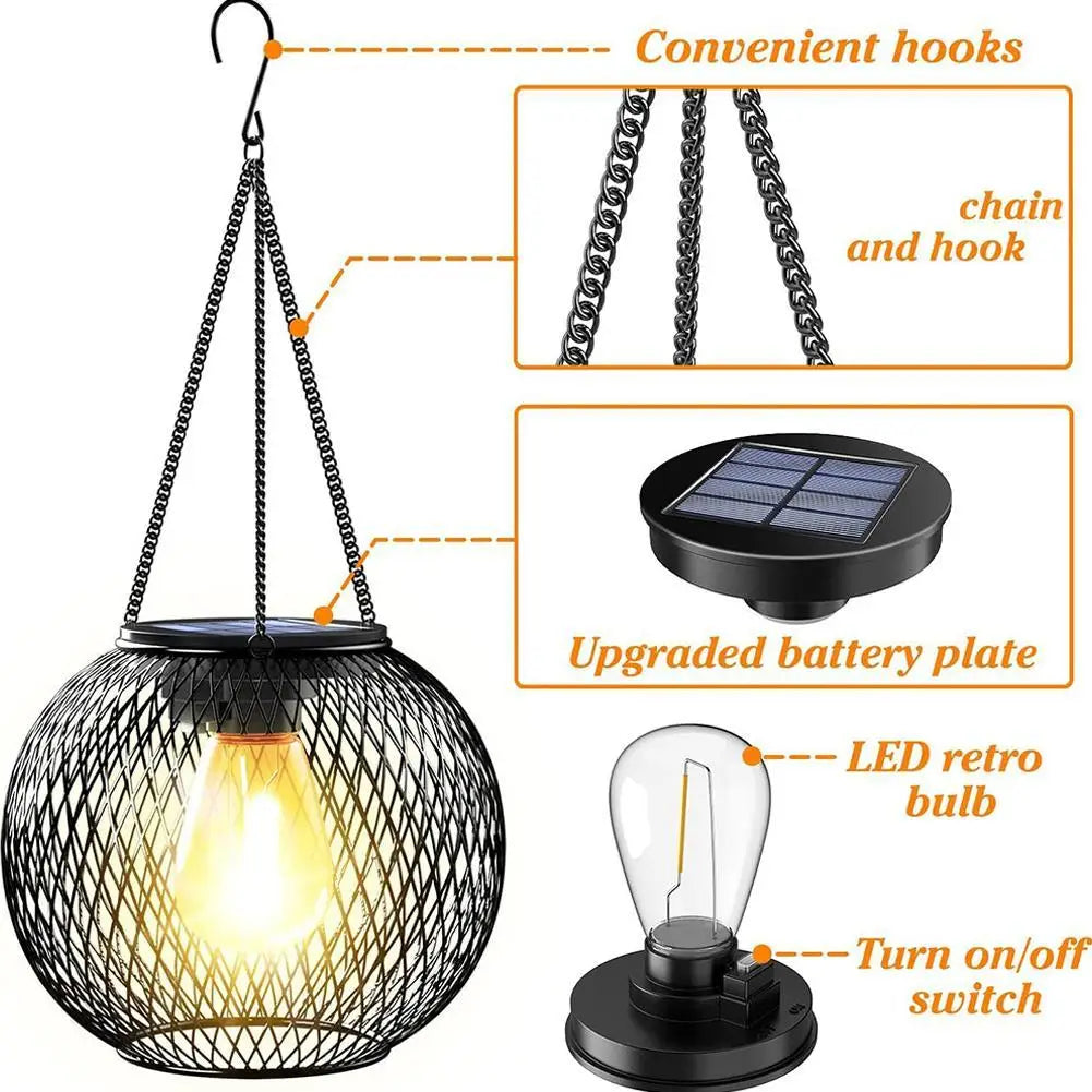 Outdoor Camping Solar Lights for Outside Decorative Solar Lantern Outdoor Hanging Lights Waterproof Solar Lanterns Garden Decor