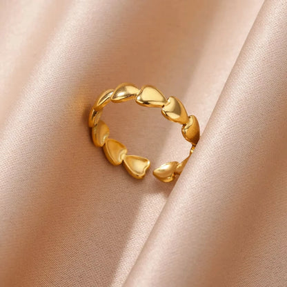 Stainless Steel Zircon Geometric Rings For Women Luxury Evil Eye Gold Color Adjustable Trendy Wedding Aesthetic Jewerly Gift