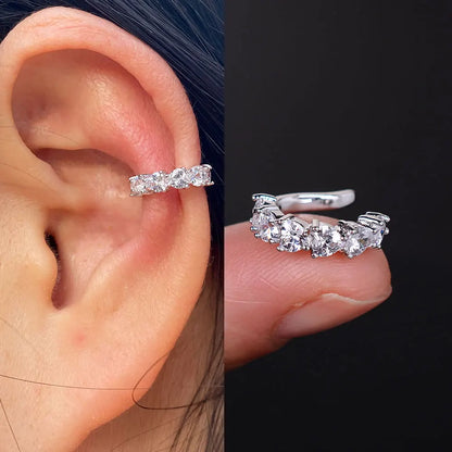 1Pc Fashion Geometry Crystal CZ  Leaf Clip Earring For Women Without Piercing Punk Vintage Star Ear Cuff Wrap Adjustable Jewelry