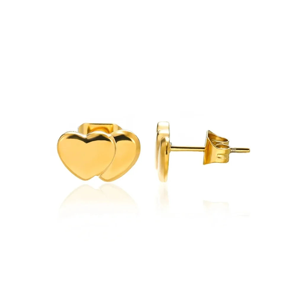 Hollow Zircon Heart Earrings For Women Stainless Steel Gold Color Heart Earring Luxury Wedding Couple Jewelry Gift Free Shipping