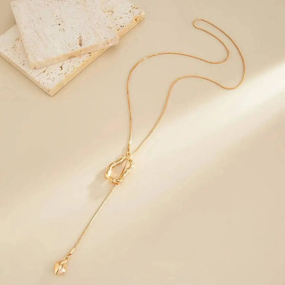 Unique Sexy Long Chain Geometric Pendant Choker Necklace for Women Vintage Adjustable Sweater Cross Chain Jewelry Gift