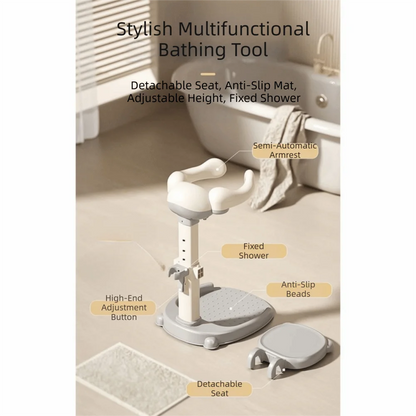 Non-Slip Baby Bath Stand Adjustable Free-Standing Baby Standing Shower Stand Safe Multifunctional Infant Bath Support