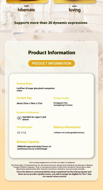 loviPeer Artificial Intelligence AI Bean Bag Deepseek Desktop Robot Conversation Chat Companion Plush Toy