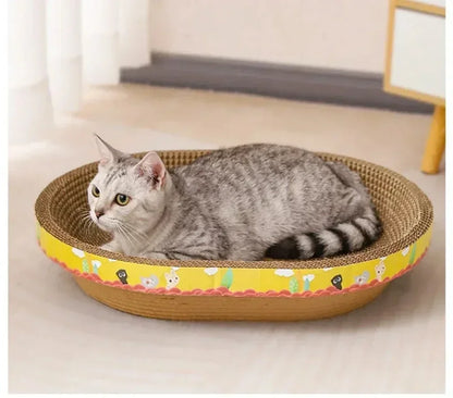Cat Scratching Board Protect Furniture Grinding Claw Toys Oval Corrugated Paper Wear-resistant Cat Nest Cat Accessories