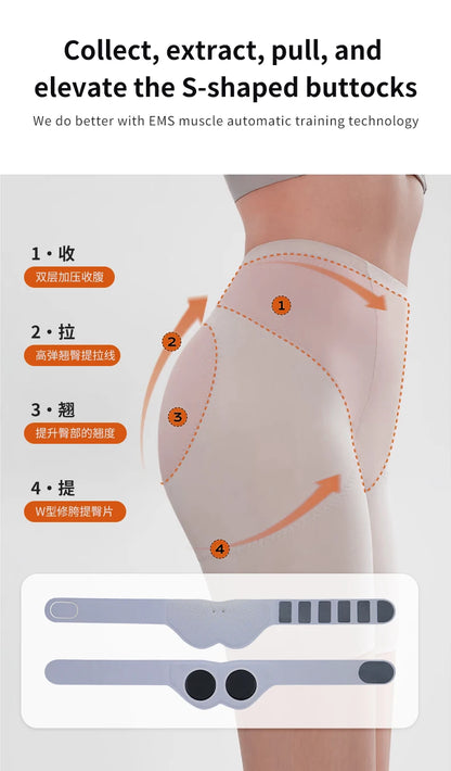 EMS Hips Trainer Butt Muscle Stimulator USB Charging Wearable Buttocks Toner 10 Modes 30 Levels with Remote Control for Women