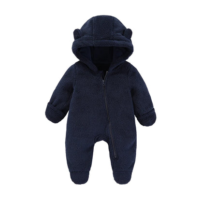 Newborn Baby Flannel Rompers Soft Warm Autumn Winter Bodysuit for Boys & Girls Cartoon Print Jumpsuit 0-19M Newborn Baby Clothes