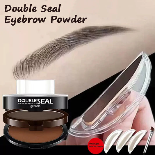 2 Color Eyebrow Powder Stamp Kit Quick Make Up Perfect Brow Shape Reusable Eyebrow Seal Stamp Brow Stencil Powder Palette