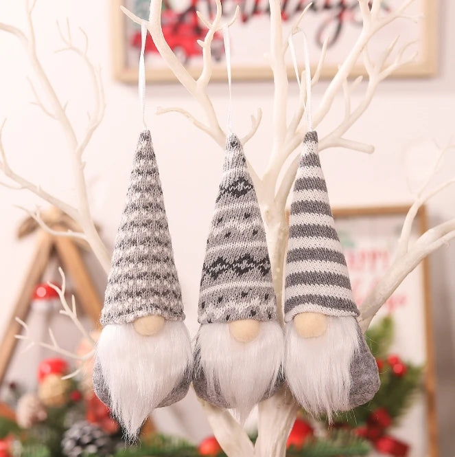 3pcs Christmas Hanging Decorations, Swedish Handmade Plush Santa Elves, Holiday Tree Ornaments, Home Christmas Decor