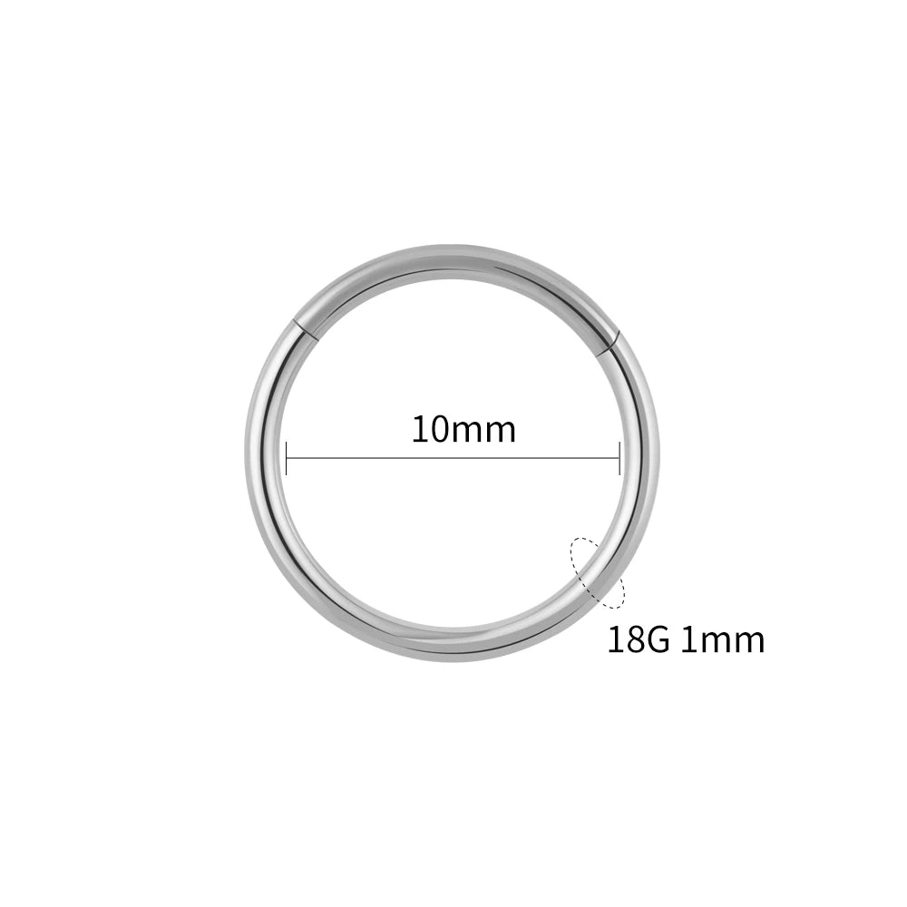 Right Grand ASTM F136 Titanium Hinged Hoop Nose Rings 20G 18G 16G Septum Ring Body Piercing Jewelry Helix Cartilage Rook Earring