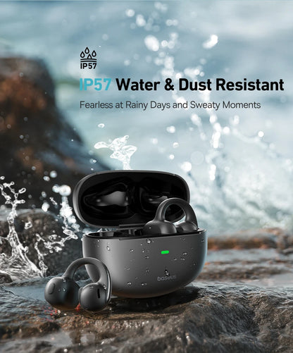 Baseus Bowie MC1 Ear Clip Wireless Earphones Bluetooth 5.4 Open-Ear Headphones Clip-On Sports Earbuds  IP57 Waterproof AI-Bass