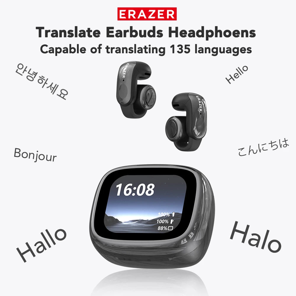 Translator ERAZER XF28 Bluetooth V6.0 Open-ear True Wireless EarbudsTranslation Earphones Office Travel,ASMR Headset APP