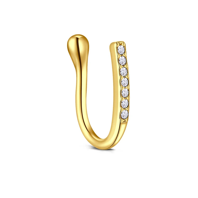 1Pcs Stainless Steel Nose Ring Hoop C Shape Septum Rings Non Piercing Ear Clip Earring Fake Nose RingsWomen Piercing Jewelry