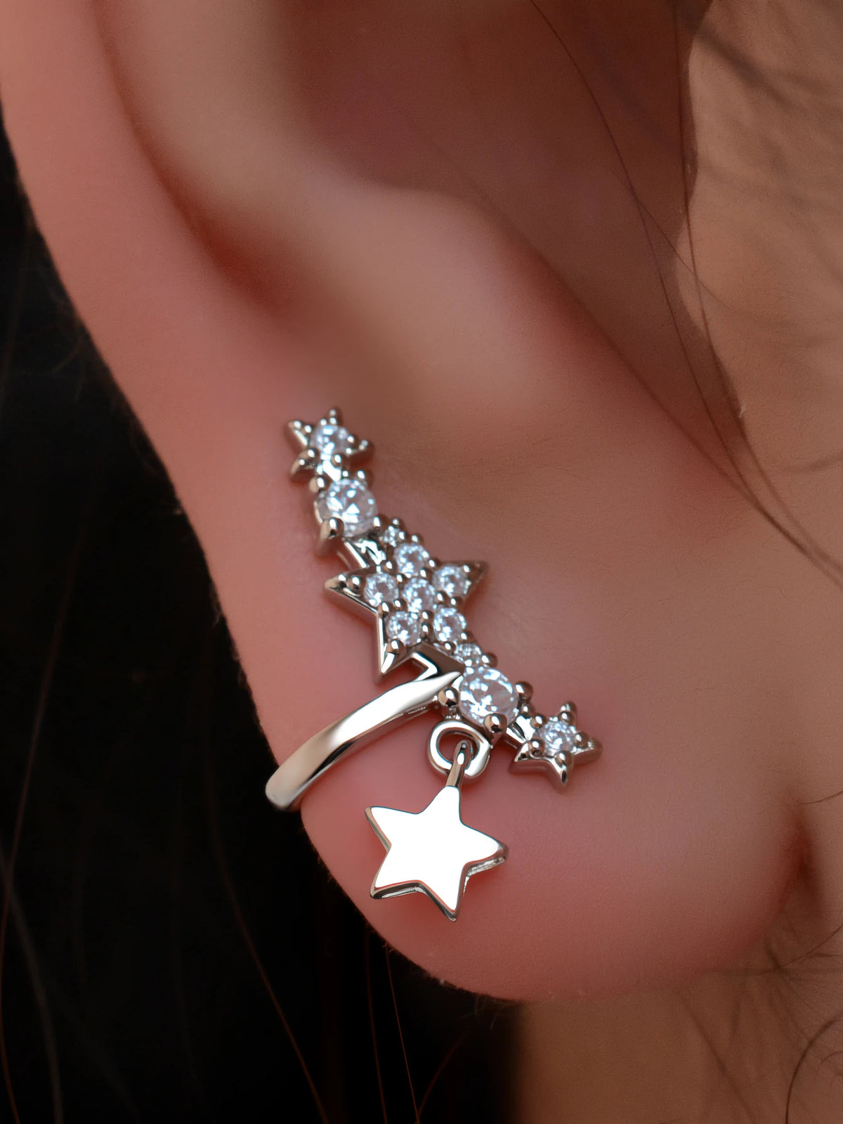 1Pc Fashion Geometry Crystal CZ  Leaf Clip Earring For Women Without Piercing Punk Vintage Star Ear Cuff Wrap Adjustable Jewelry