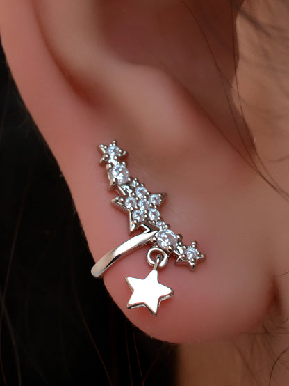 1Pc Fashion Geometry Crystal CZ  Leaf Clip Earring For Women Without Piercing Punk Vintage Star Ear Cuff Wrap Adjustable Jewelry
