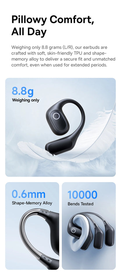 Baseus Eli 2i Fit Open-Ear Earphones True Wireless Bluetooth 6.0 Ear Hooks Headphones IPX5 Waterproof Sports Earbuds Bass Boost
