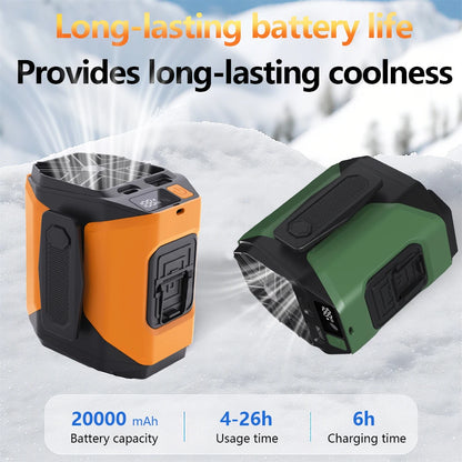 Multifunctional Portable Cooling Fan 20000mAh Waist‑clip Fan,Folding Hand‑held Turbo Fan,270°Rotatable Camping Fan With LED Light Outdoor Rechargeable Mini Air Cooler For Camping Working Travel