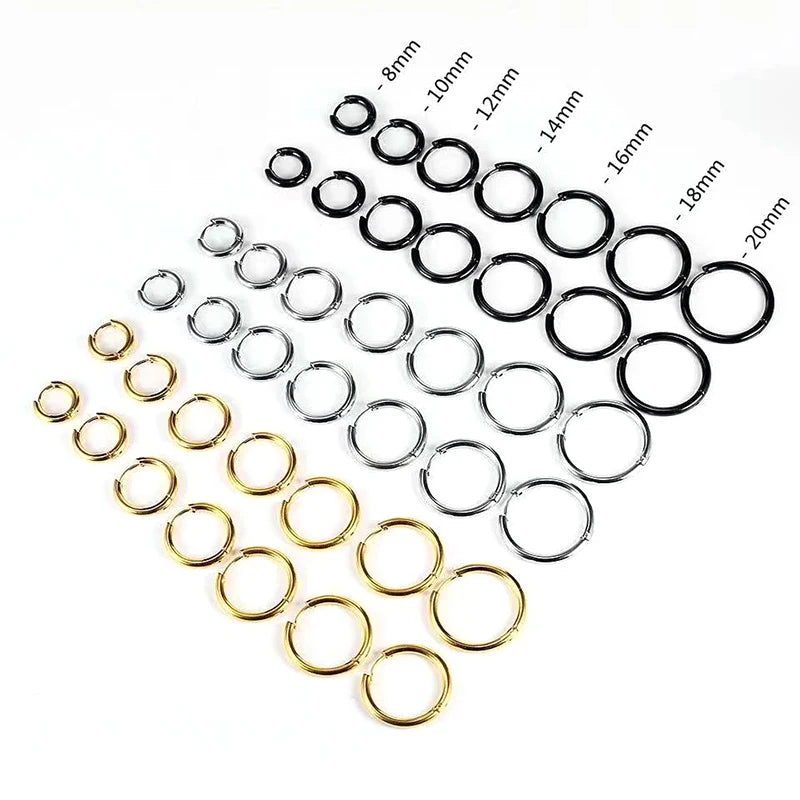 1 Pair Stainless Steel Round Hoop Earrings For Women 2.5mm Thick Hip-hop Street Pop Ear Buckle Classic Huggie Daily Jewelry