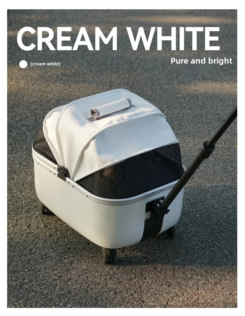 Lightweight Pet Travel Carrier Large Capacity Cat Backpack Shock-Absorbent Rolling Dog Trolley Adjustable Handle Pet Stroller