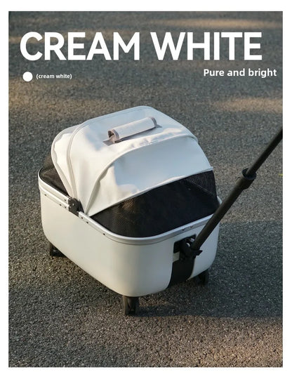 Lightweight Pet Travel Carrier Large Capacity Cat Backpack Shock-Absorbent Rolling Dog Trolley Adjustable Handle Pet Stroller